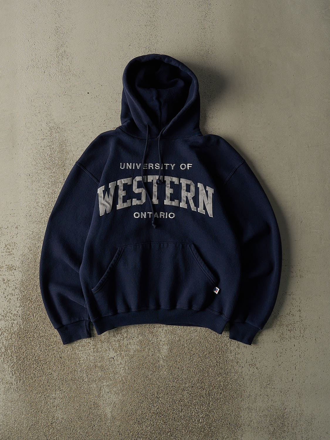 Vintage Y2K Navy Blue University of Western Ontario Embroidered Russell Athletic Hoodie (S)