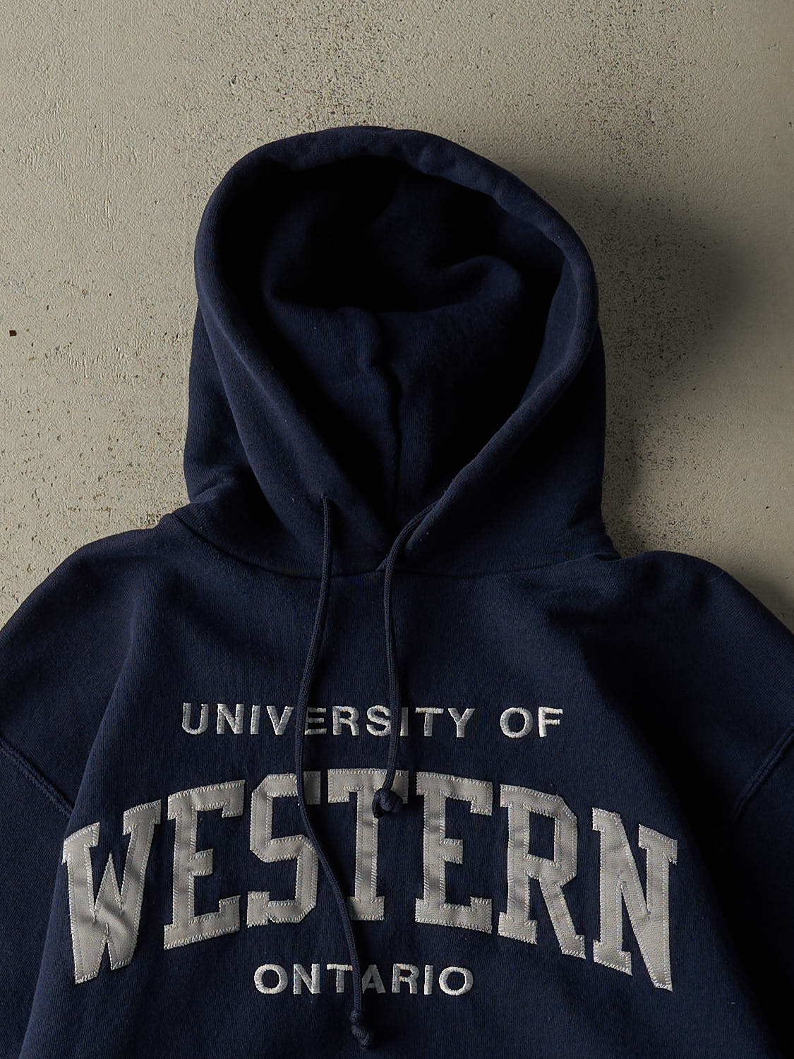 Vintage Y2K Navy Blue University of Western Ontario Embroidered Russell Athletic Hoodie (S)