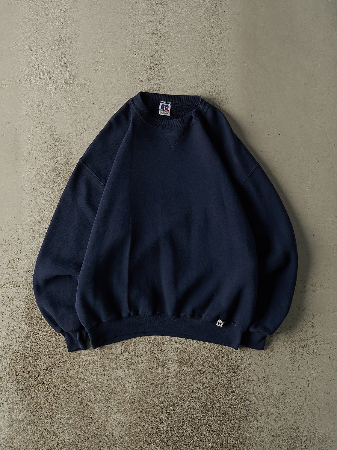 Vintage 90s Navy Blue Russell Athletic Blank Crewneck (L/XL)