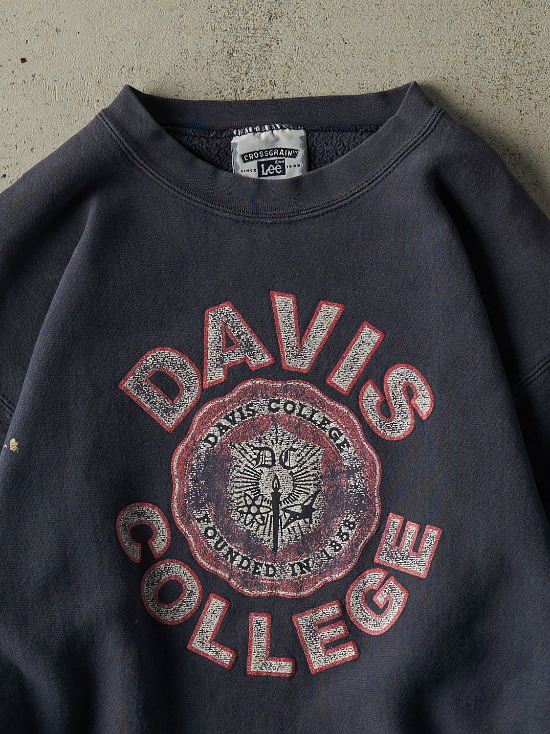Vintage 90s Sun Faded Navy Davis College Crewneck (M)