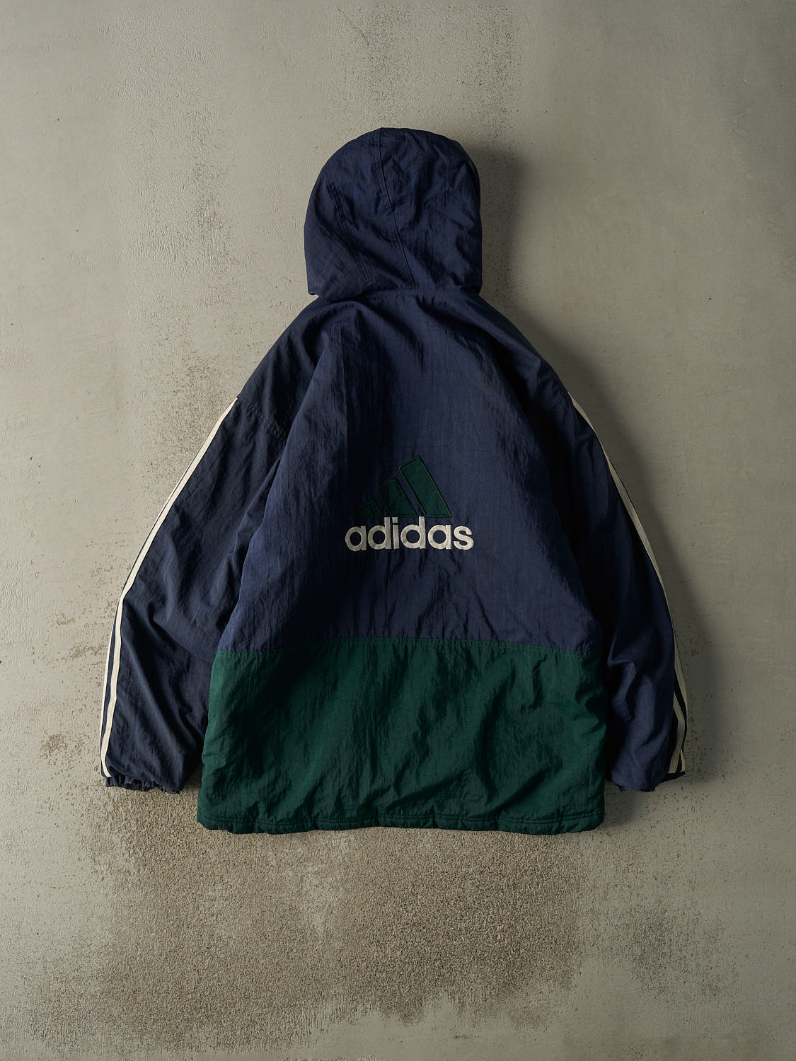 Vintage 90s Navy Blue & Green Adidas Zip Up Puffer Jacket (L/XL)