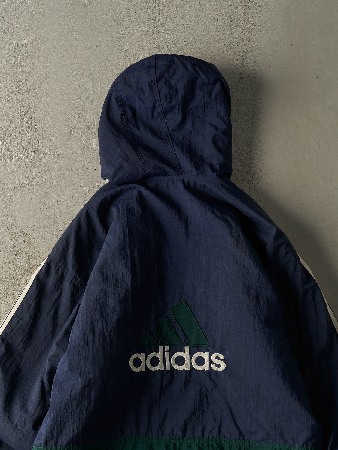 Vintage 90s Navy Blue & Green Adidas Zip Up Puffer Jacket (L/XL)