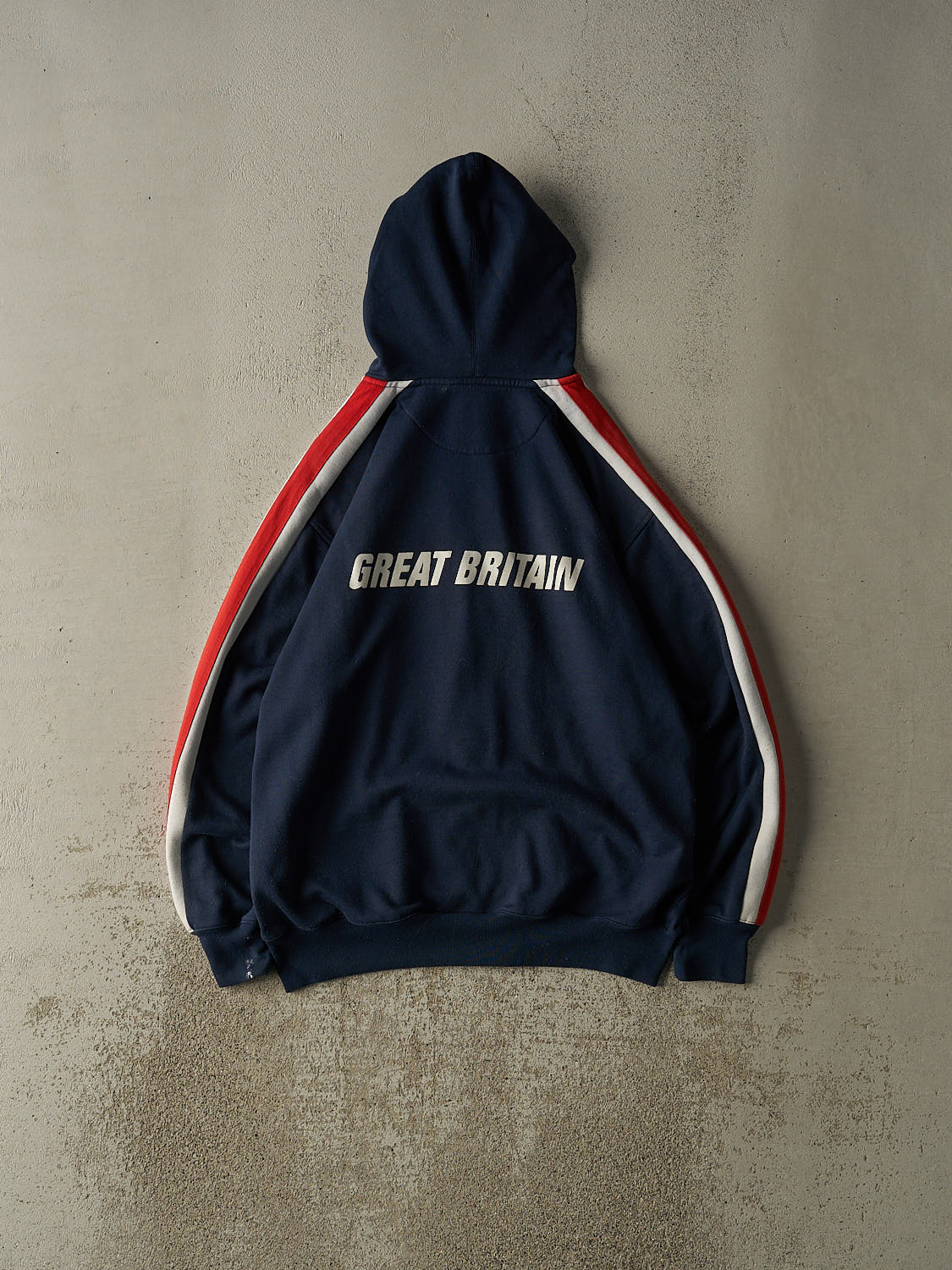Vintage 90s Navy Blue Great Britain Embroidered Zip Up Hoodie (M/L)