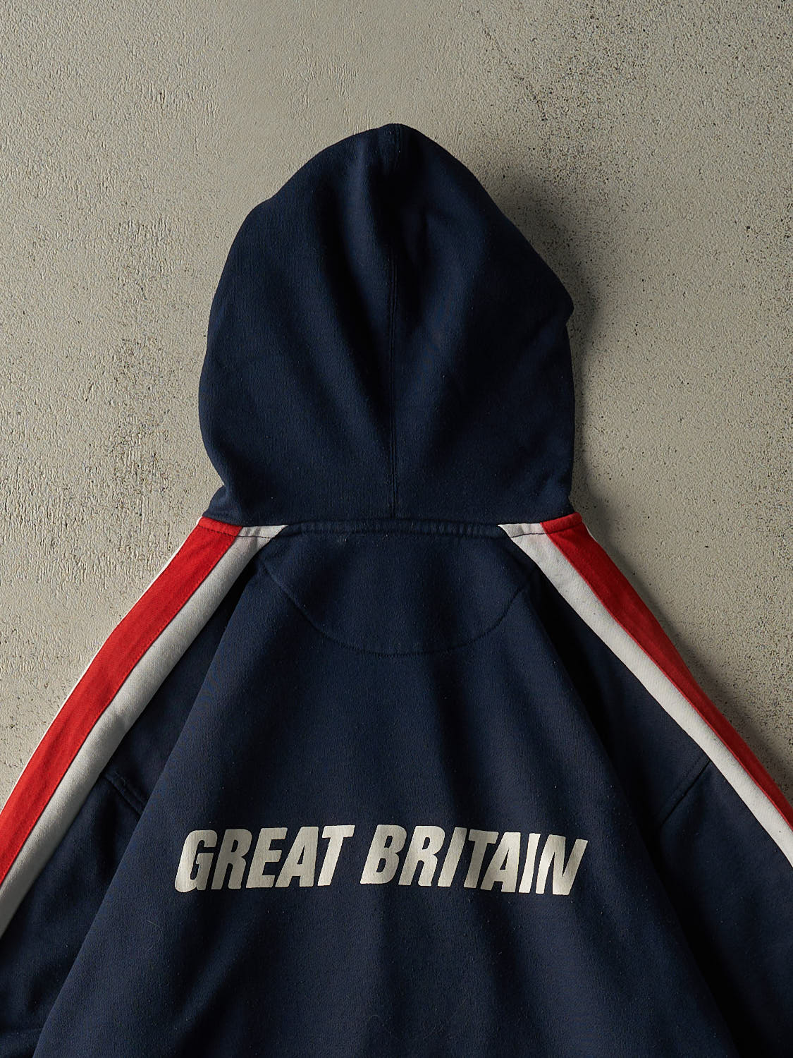 Vintage 90s Navy Blue Great Britain Embroidered Zip Up Hoodie (M/L)