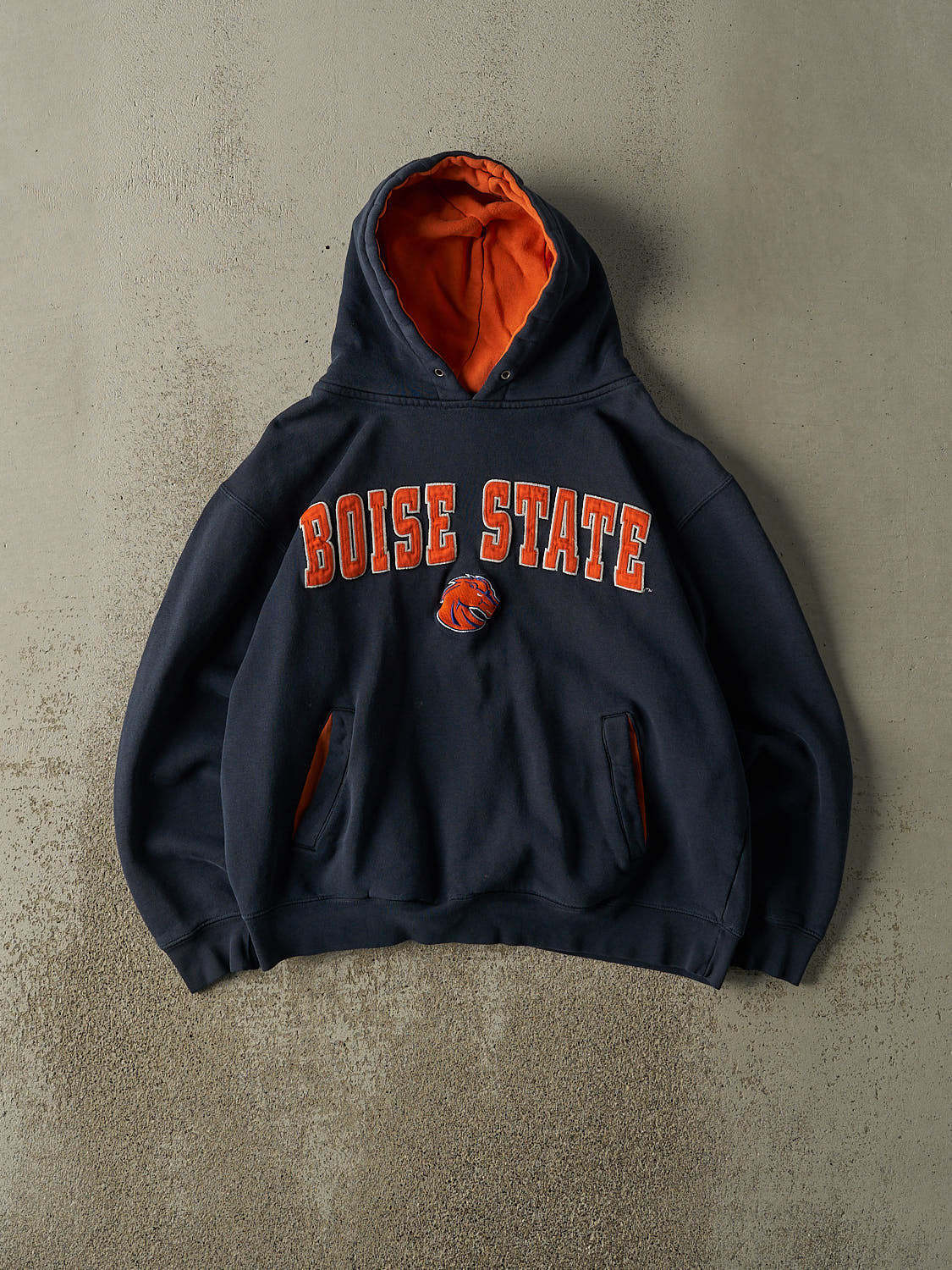 Vintage Y2K Navy Blue Boise State Embroidered Boxy Hoodie (M)