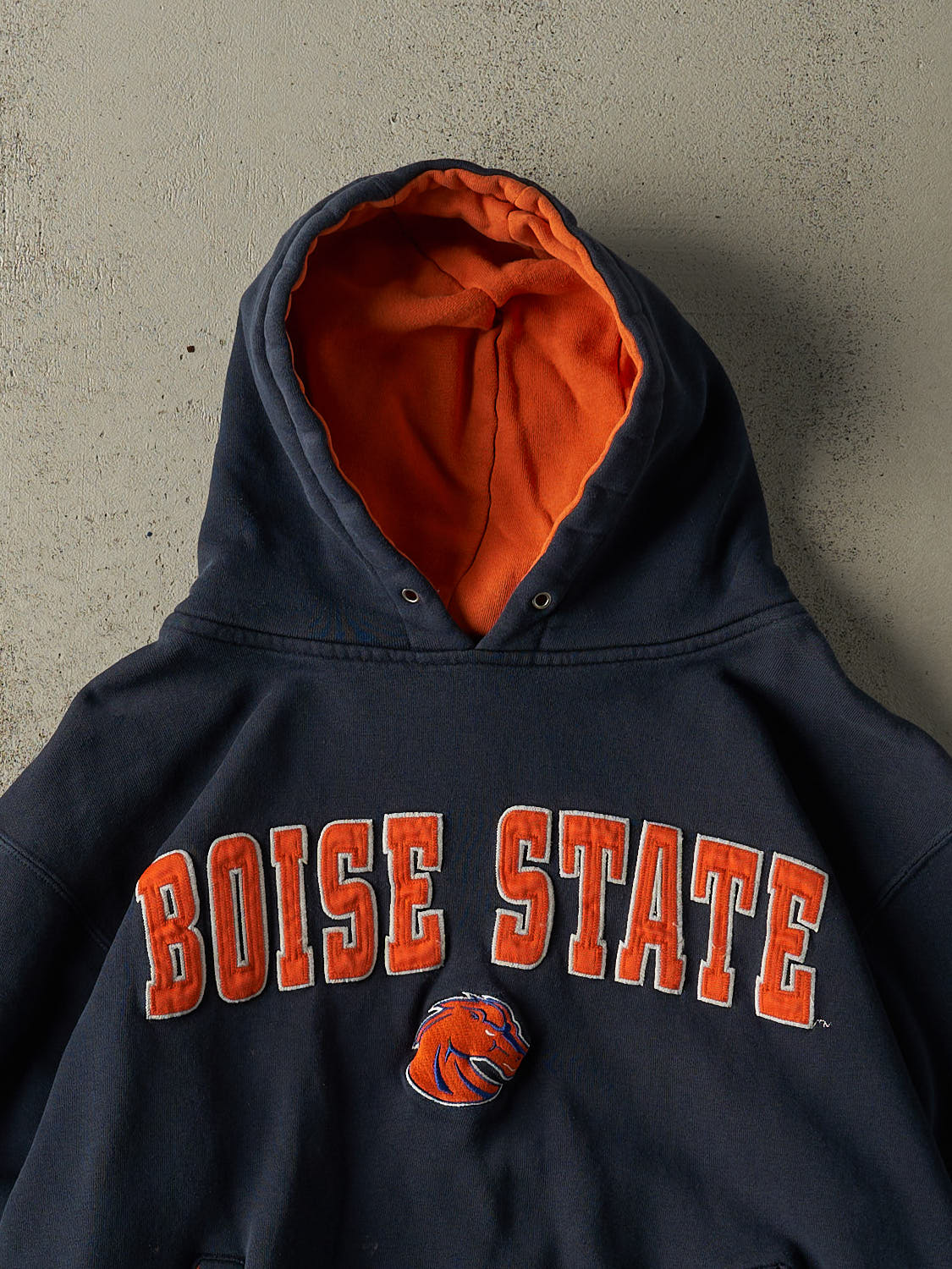 Vintage Y2K Navy Blue Boise State Embroidered Boxy Hoodie (M)