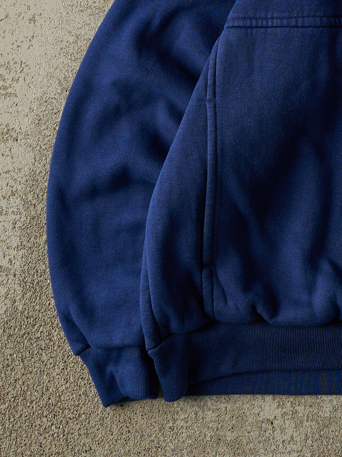 Vintage 90s Blue Blank Quarter Button Thermal Lined Hoodie (ML)