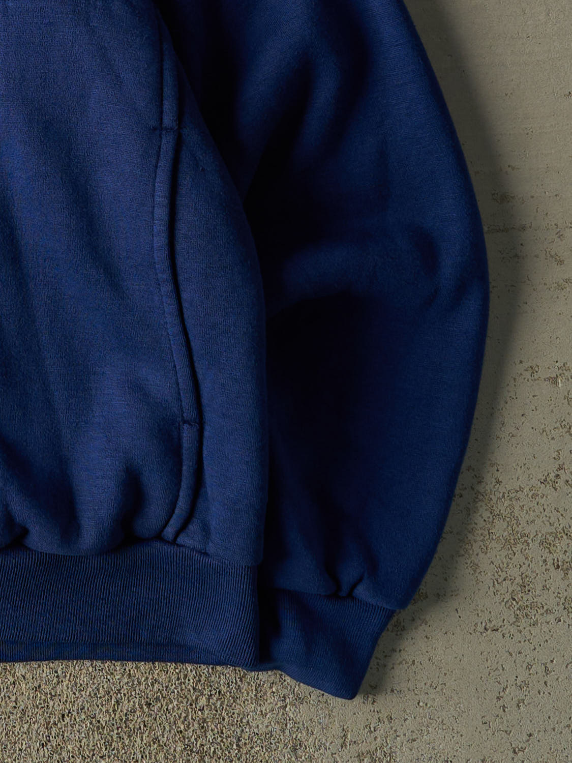Vintage 90s Blue Blank Quarter Button Thermal Lined Hoodie (ML)