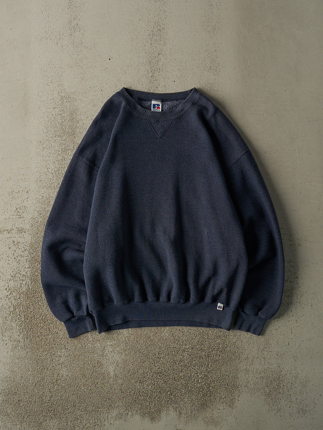 Vintage 90s Washed Navy Blue Russell Athletic Blank Crewneck (XL)