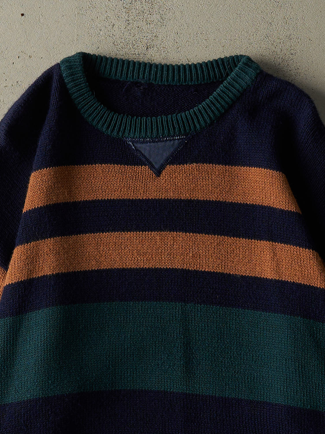 Vintage 90s Navy Blue Yellow, Green & Red Striped Knit Pullover (XL/XXL)