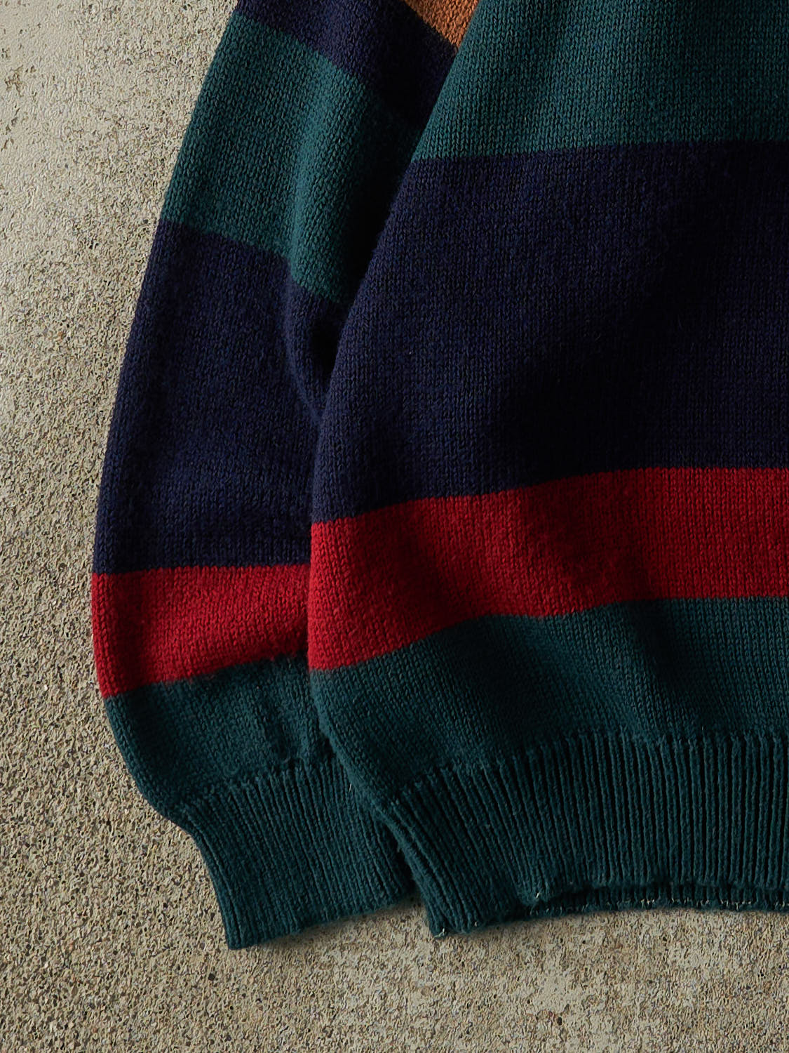 Vintage 90s Navy Blue Yellow, Green & Red Striped Knit Pullover (XL/XXL)