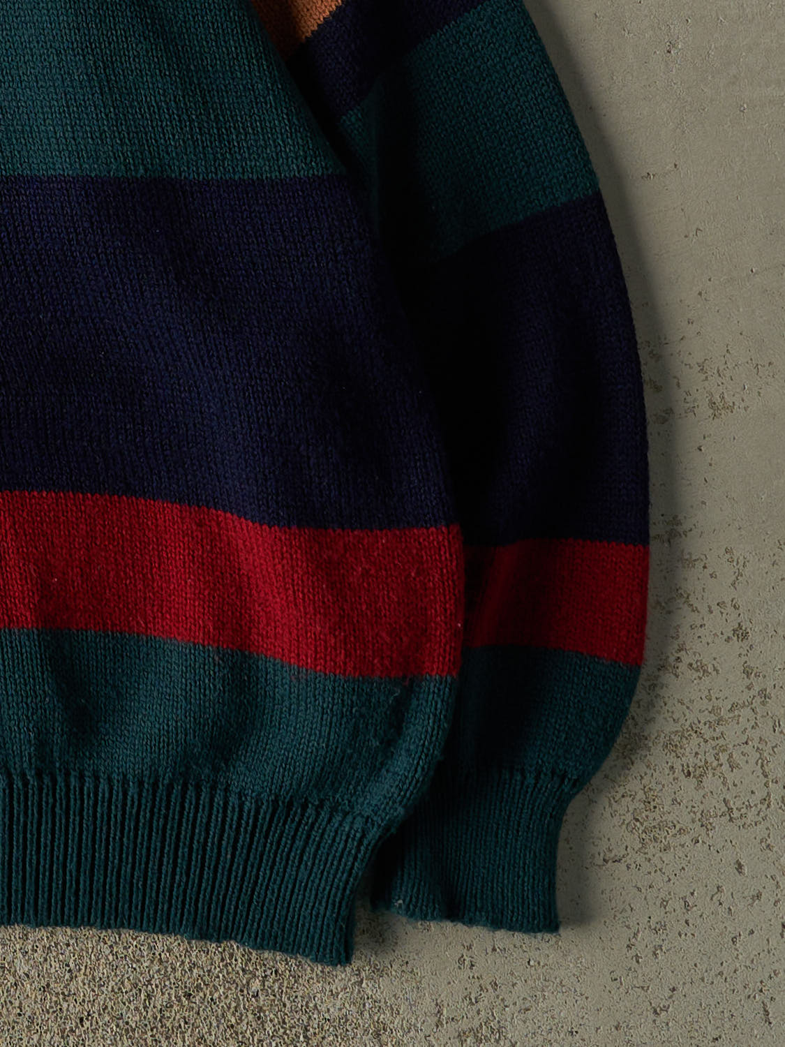 Vintage 90s Navy Blue Yellow, Green & Red Striped Knit Pullover (XL/XXL)