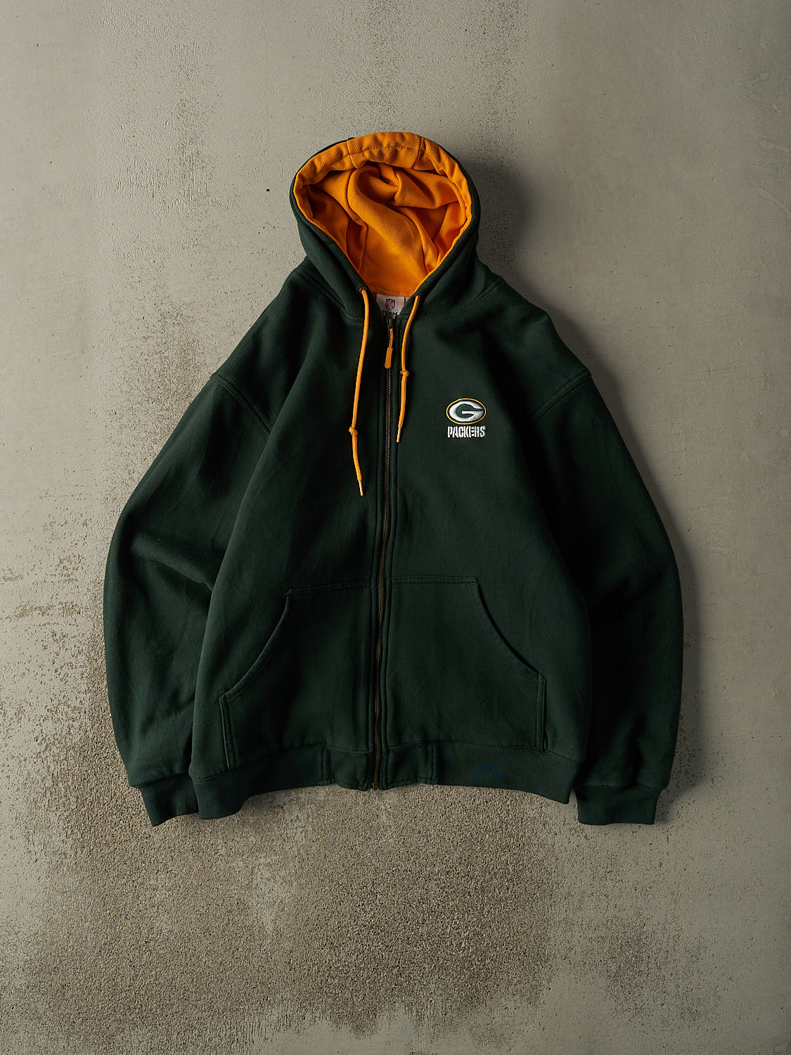 Vintage Y2K Green Green Bay Packers Heavyweight Embroidered Zip Up Hoodie (XL/XXL)