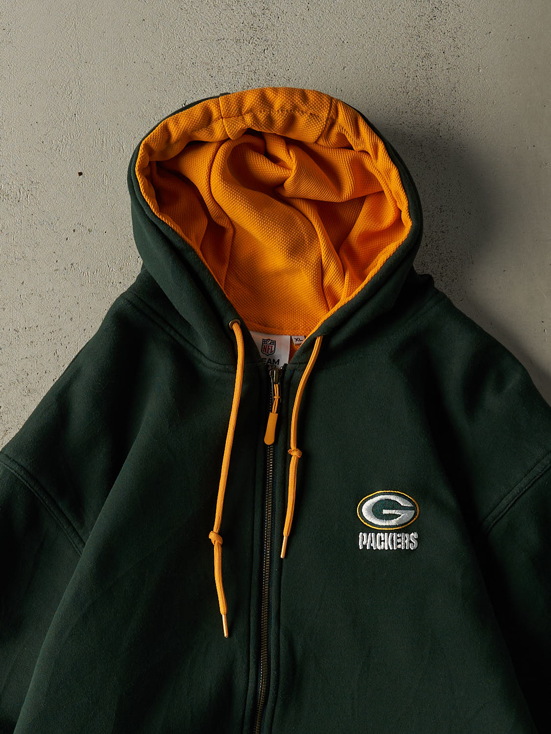 Vintage Y2K Green Green Bay Packers Heavyweight Embroidered Zip Up Hoodie (XL/XXL)