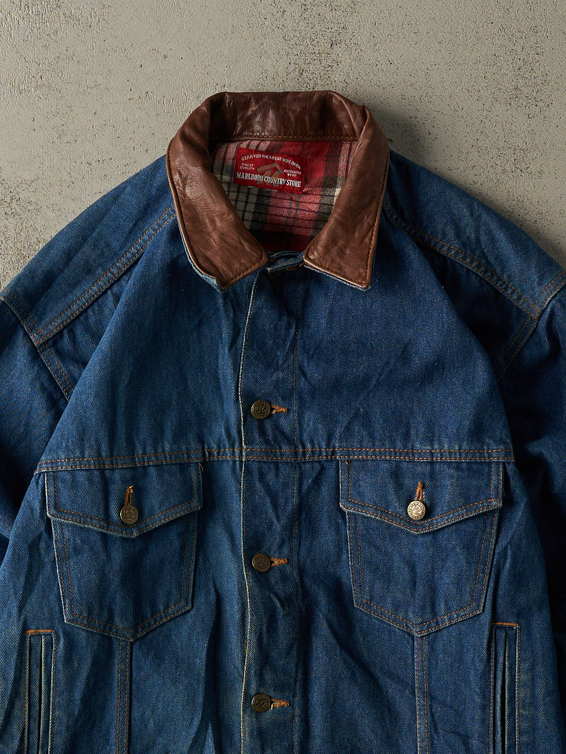 Vintage 80s Dark Wash Marlboro Denim Jacket (M/L)