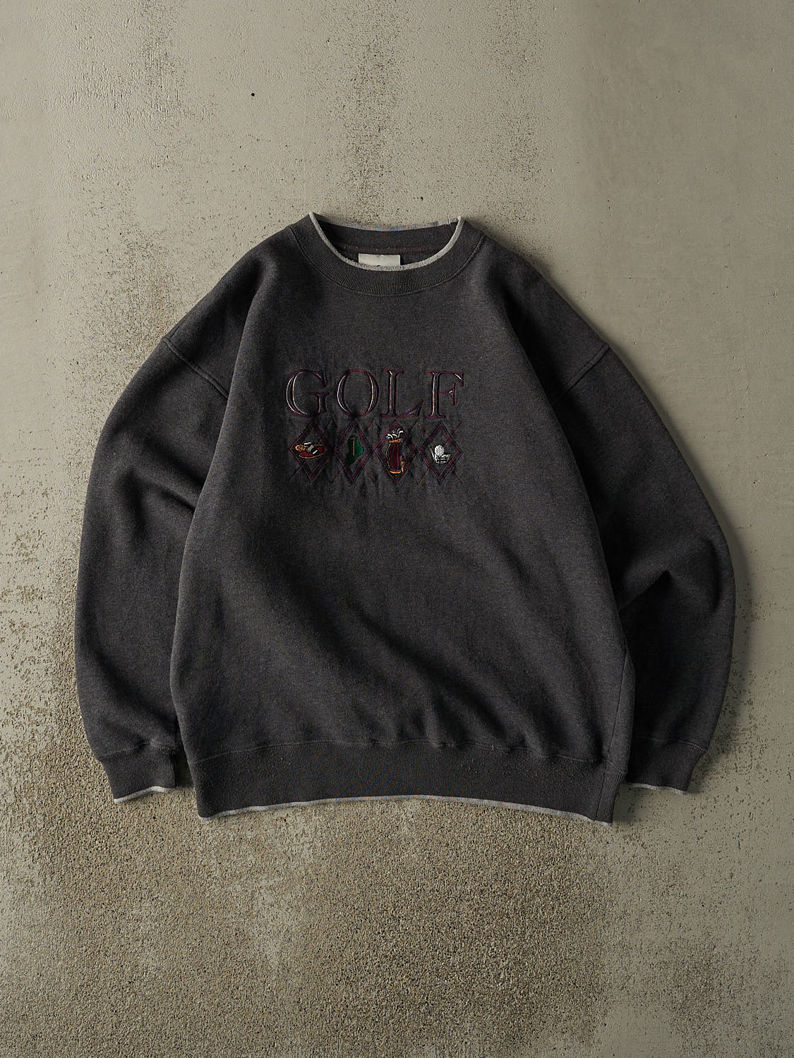 Vintage 80s Charcoal Grey Golf Embroidered Crewneck (L/XL)