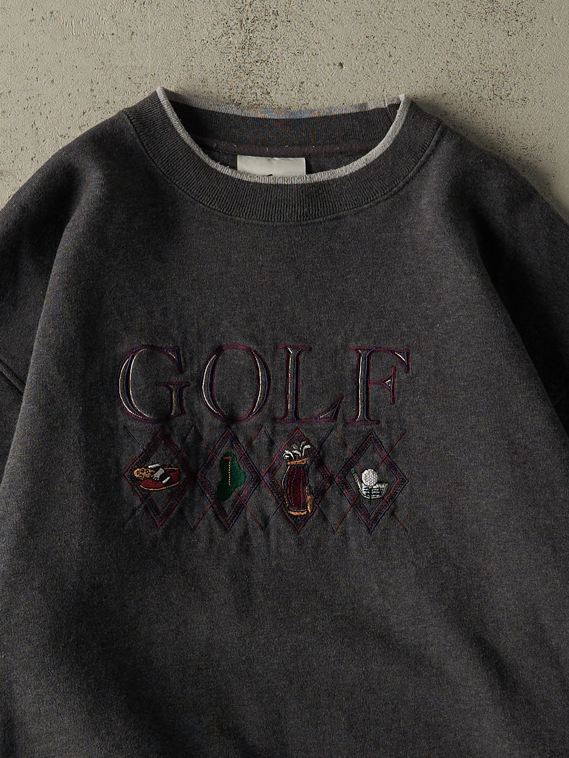 Vintage 80s Charcoal Grey Golf Embroidered Crewneck (L/XL)