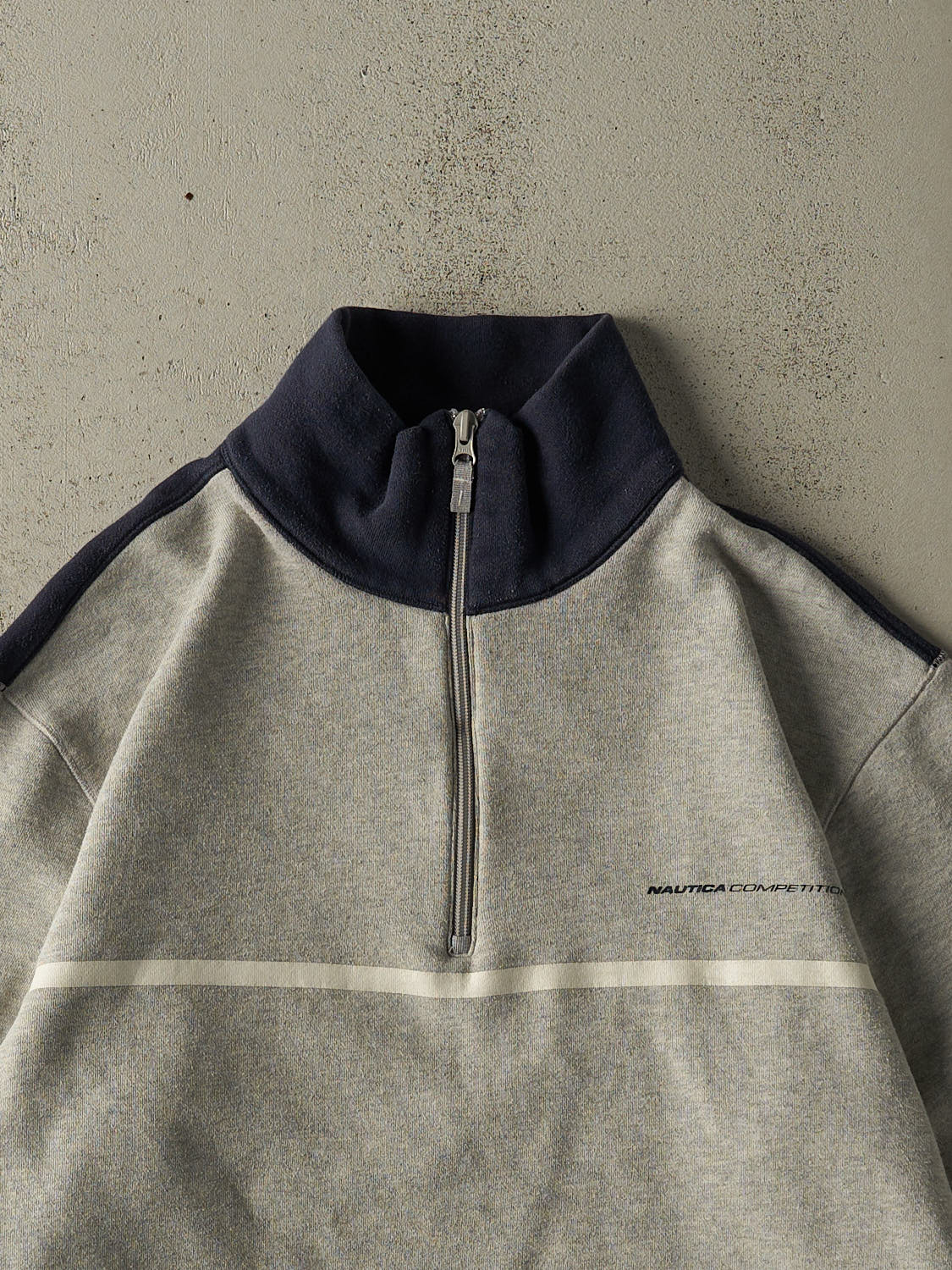Vintage Y2K Grey & Navy Nautica Competition Quarter Zip Sweater (L/XL)