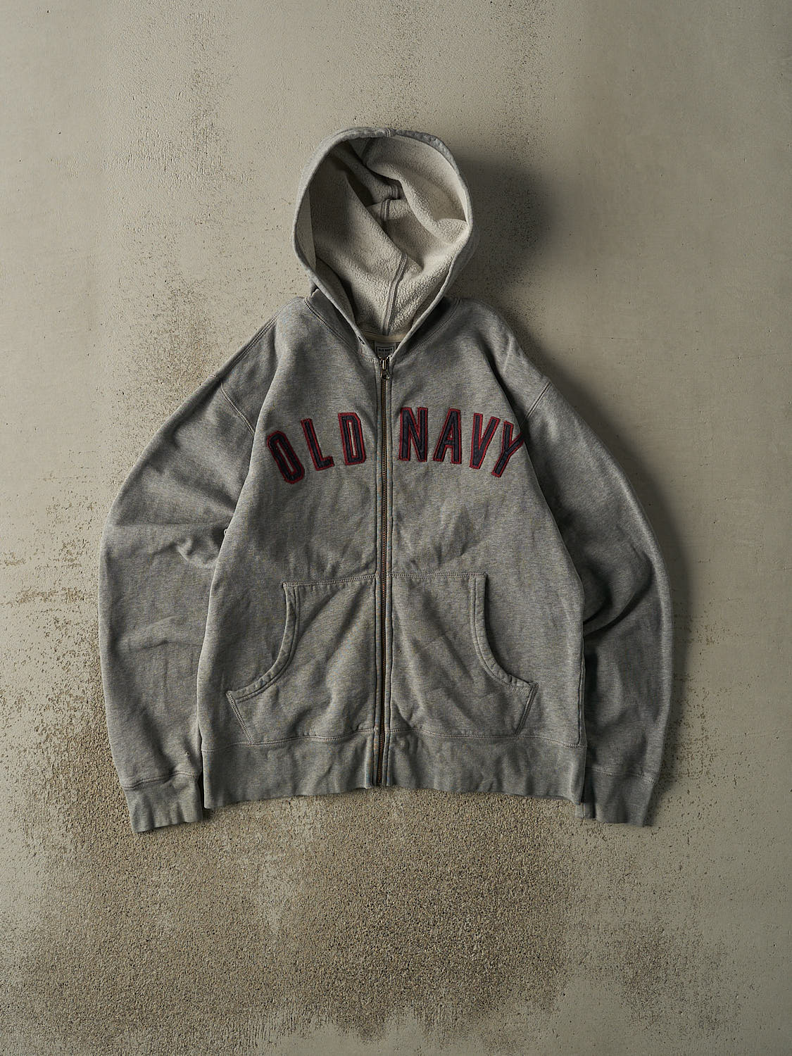 Vintage Y2K Grey Old Navy Embroidered Zip Up Hoodie (M)