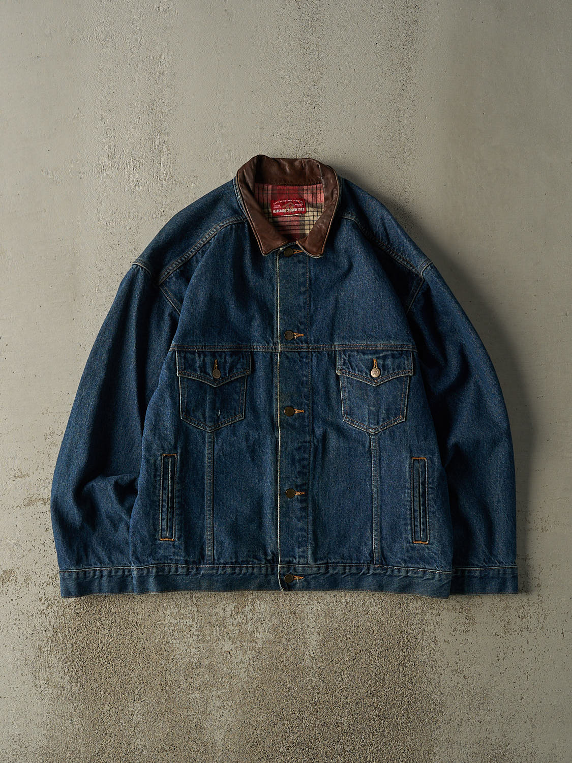 Vintage 80s Dark Wash Marlboro Jean Jacket (XL/XXL)