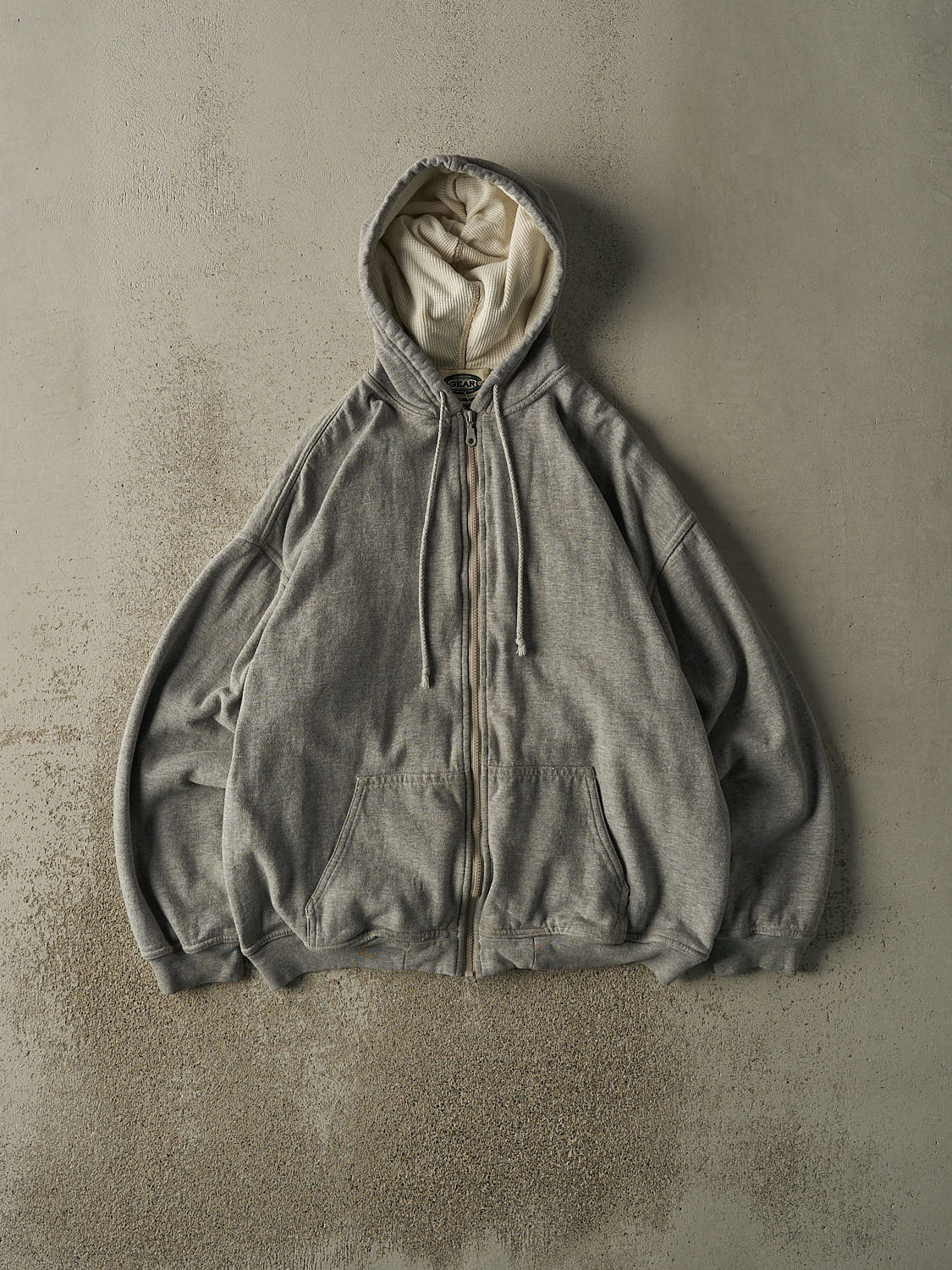 Vintage 90s Grey Blank Thermal Lined Zip Up Hoodie (L/XL)