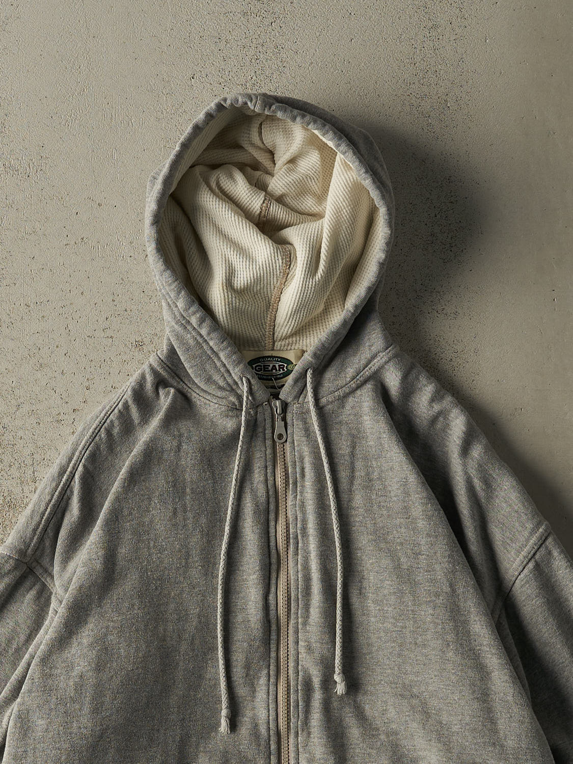 Vintage 90s Grey Blank Thermal Lined Zip Up Hoodie (L/XL)