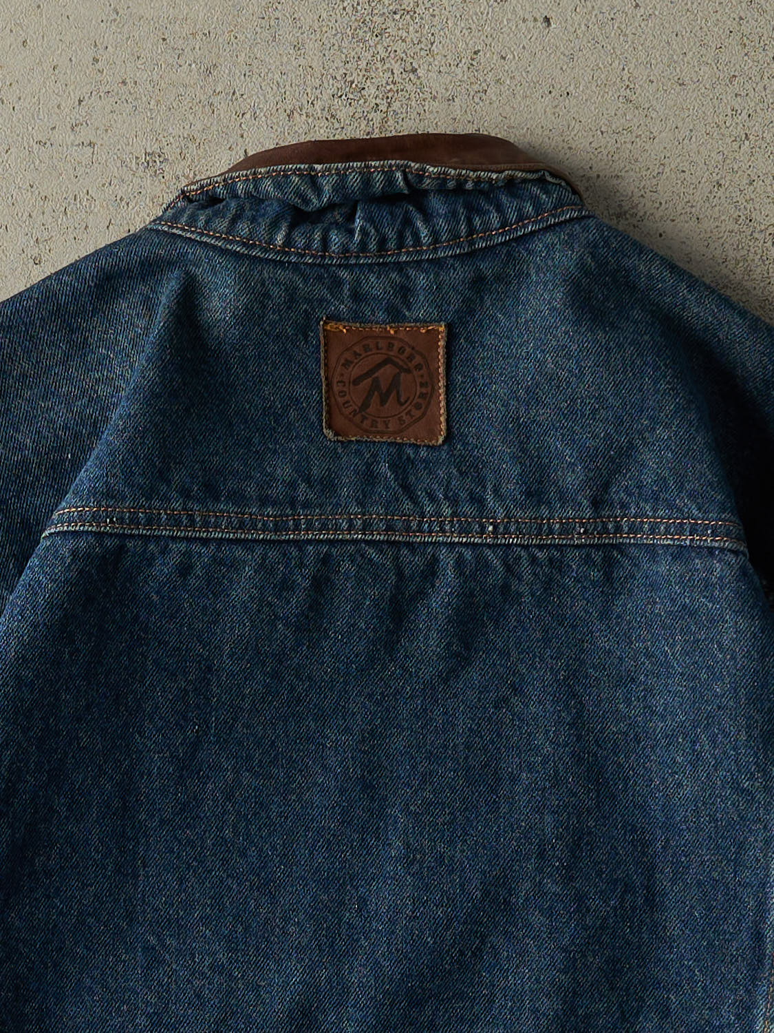 Vintage 80s Dark Wash Marlboro Jean Jacket (XL/XXL)