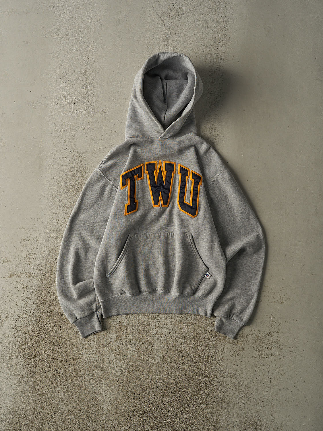Vintage 90s Grey TWU Embroidered Russell Athletic Hoodie (XS/S)
