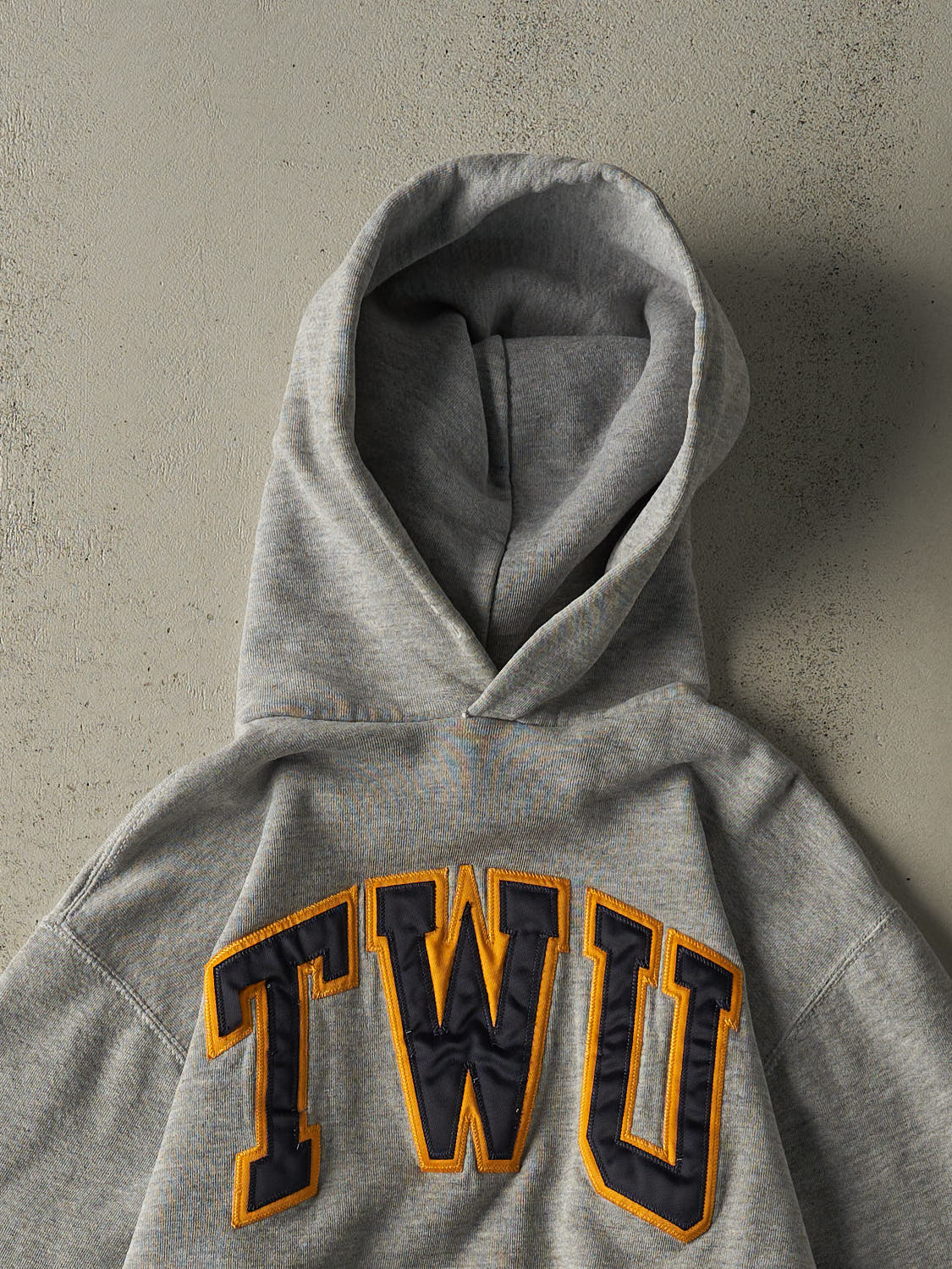 Vintage 90s Grey TWU Embroidered Russell Athletic Hoodie (XS/S)