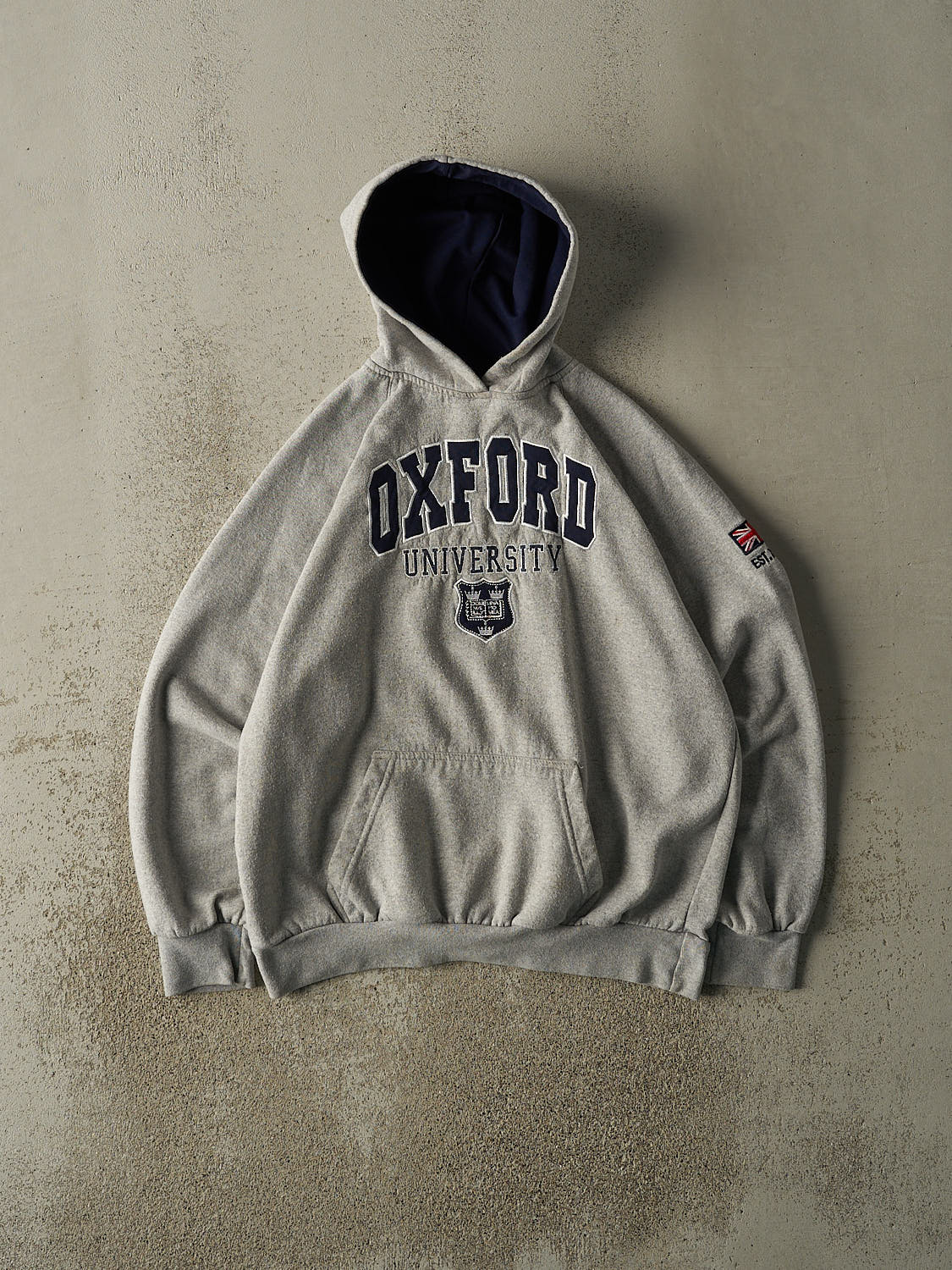 Vintage Y2K Grey Oxford University Embroidered Hoodie (M)