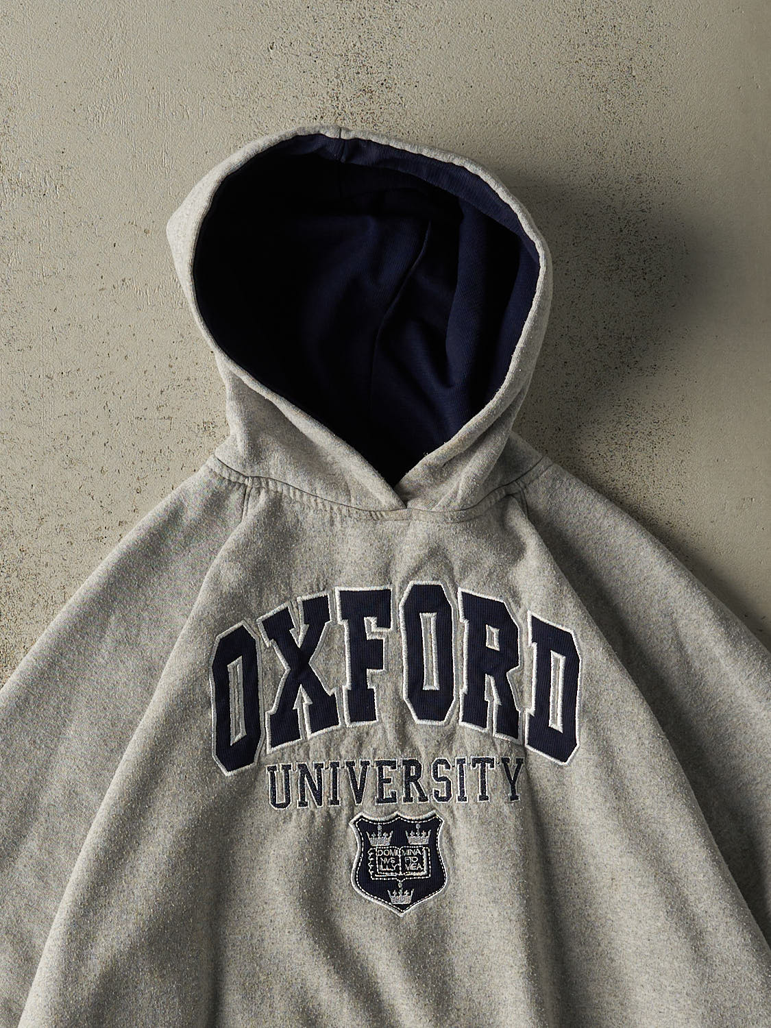 Vintage Y2K Grey Oxford University Embroidered Hoodie (M)