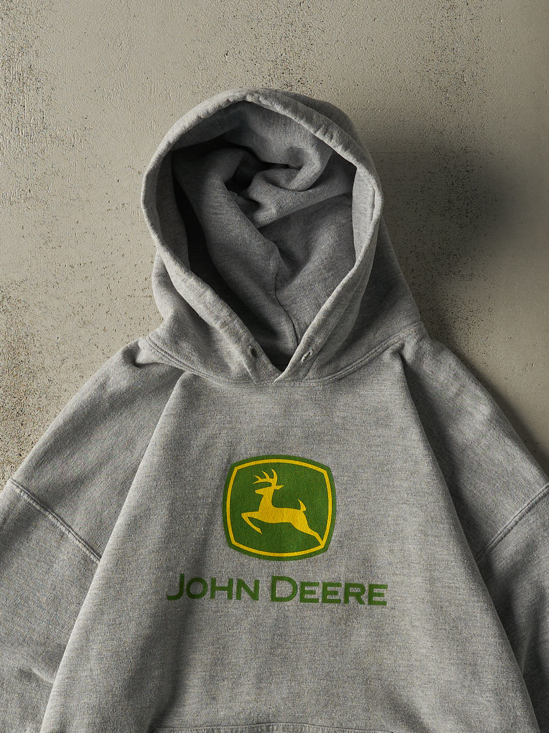 Vintage 90s Grey John Deere Logo Hoodie (M/L)
