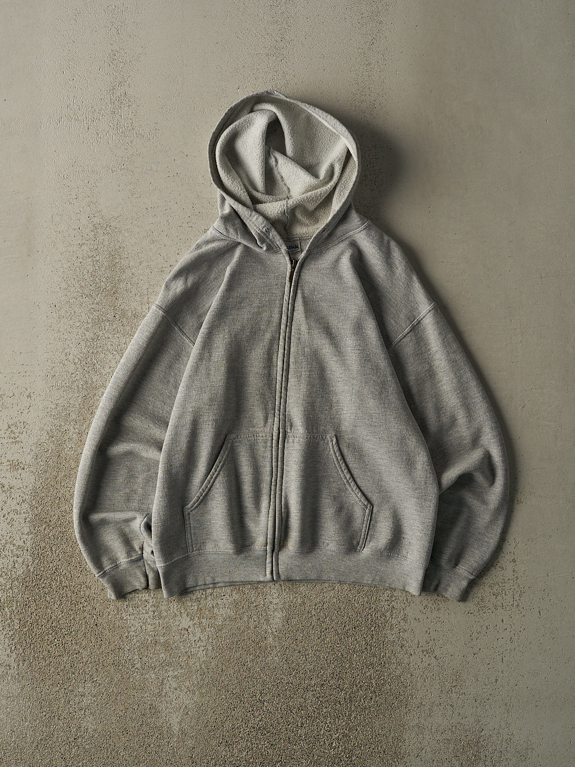 Vintage Y2K Grey Blank Zip Up Hoodie (S/M)