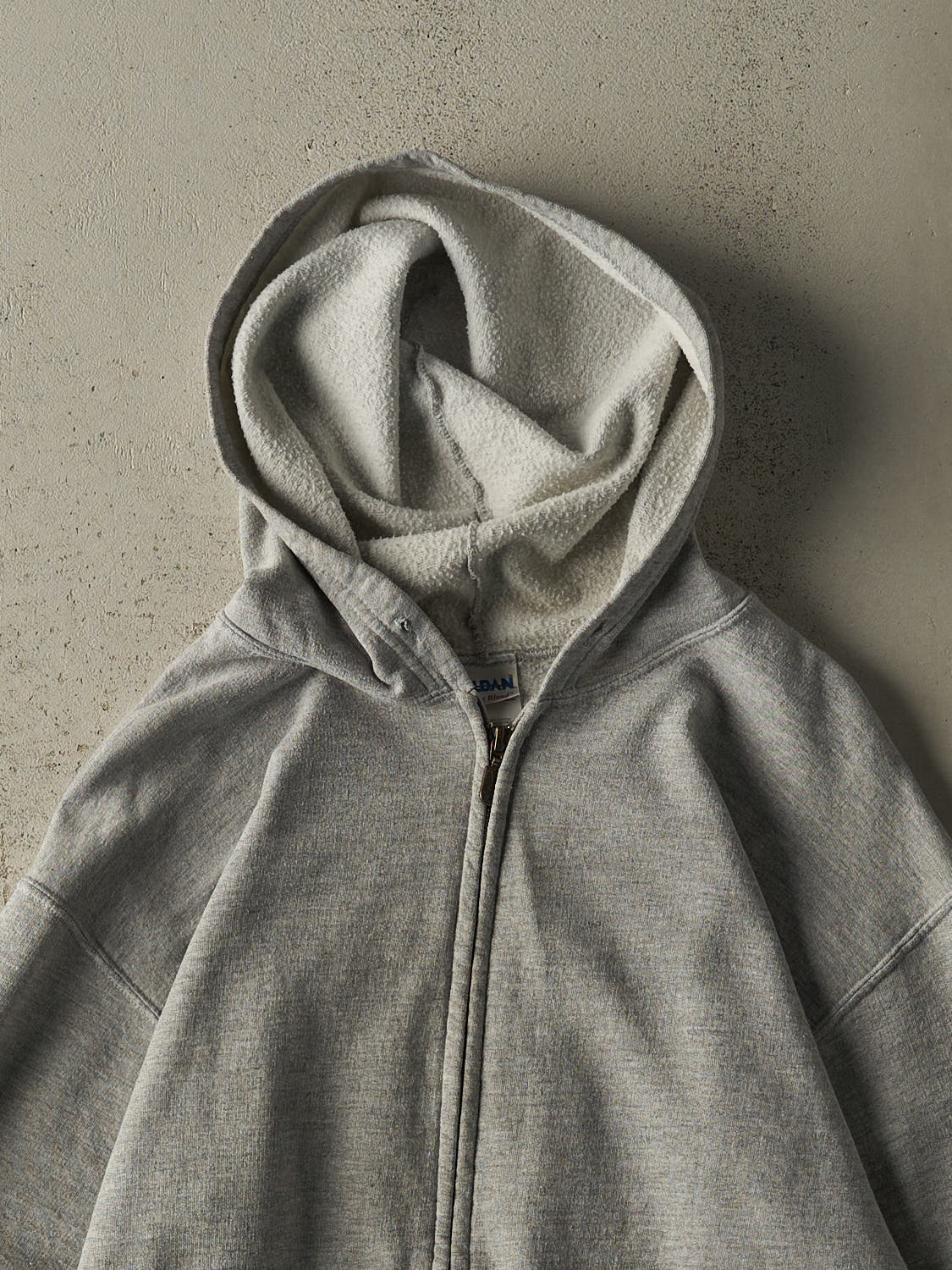 Vintage Y2K Grey Blank Zip Up Hoodie (S/M)