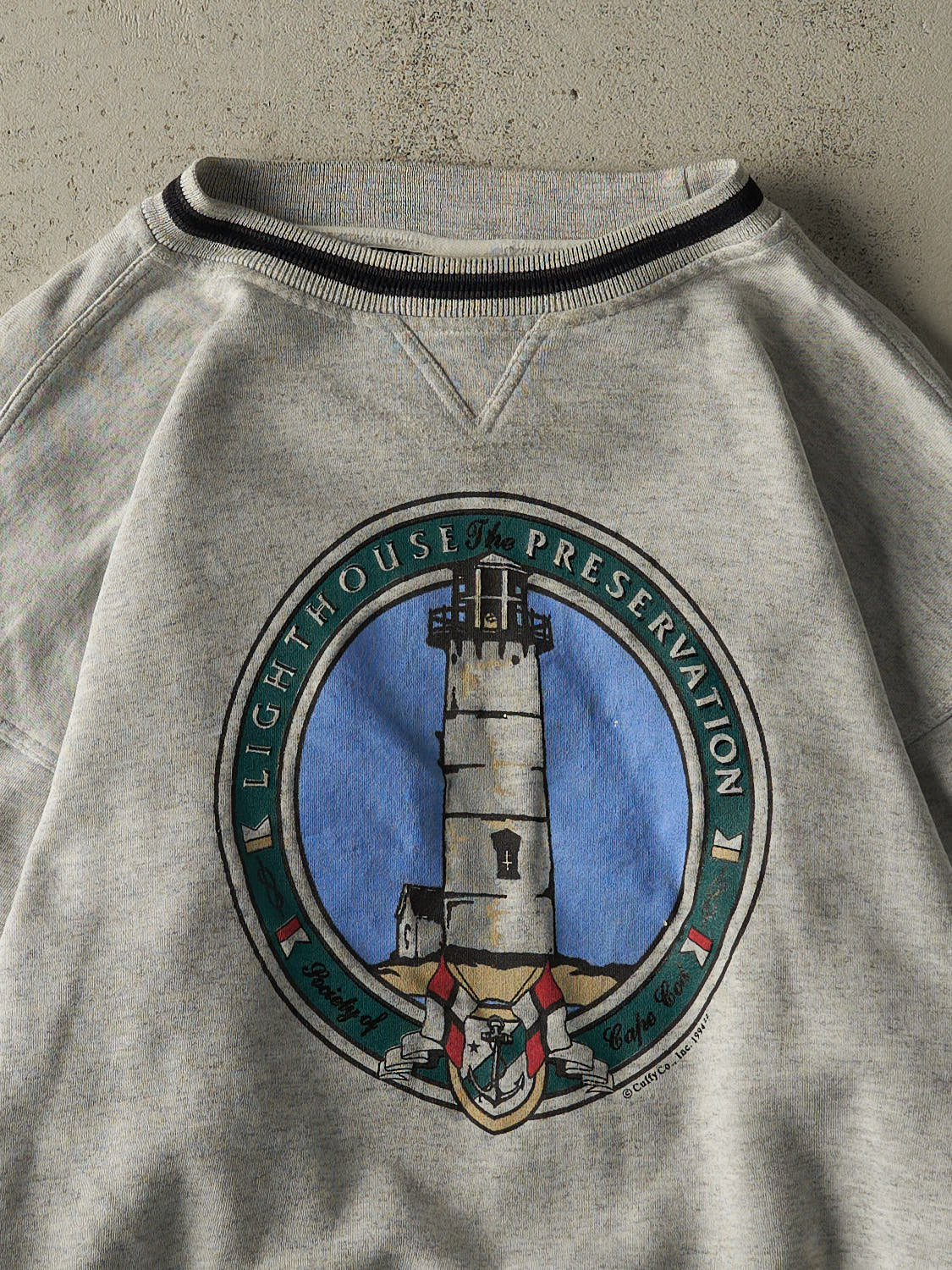 Vintage 94' Heather Grey Lighthouse Ribbed Crewneck (M/L)