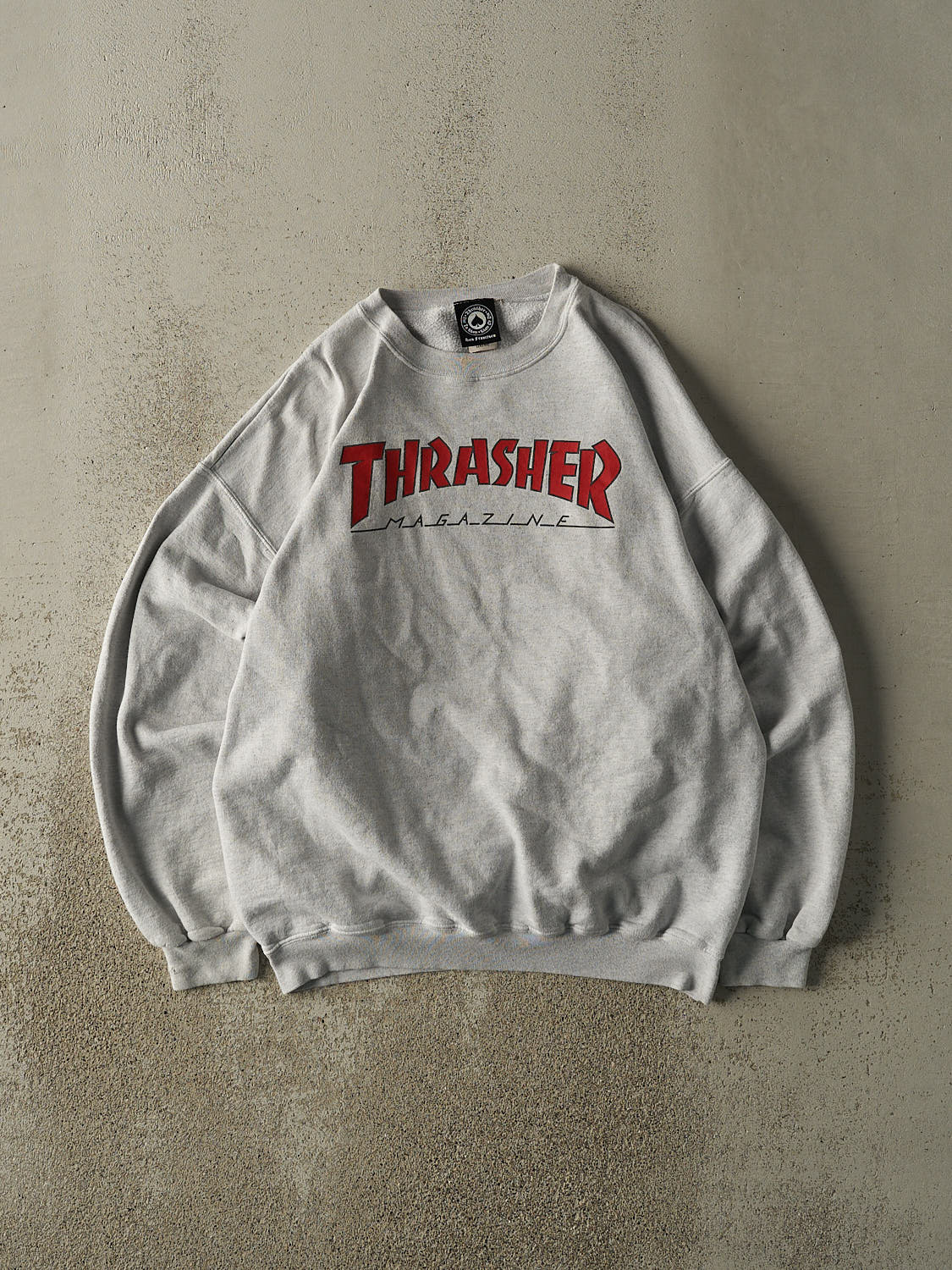 Vintage Y2K Heather Grey Thrasher Skateboard Magazine Crewneck (L)