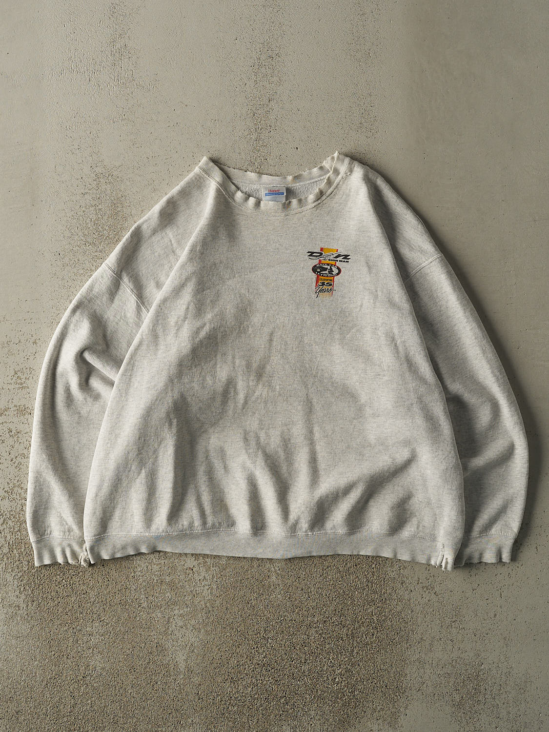 Vintage 10' Heather Grey Dan The Sign Man Racing Boxy Crewneck (XL)