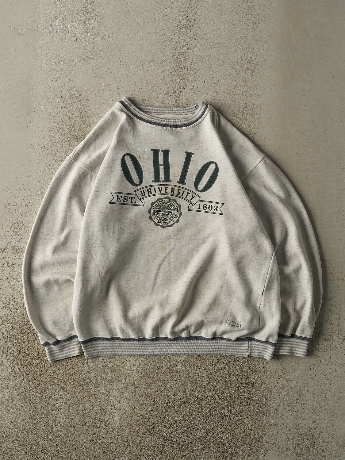 Vintage 90s Heather Grey Ohio University Ribbed Crewneck (M/L)