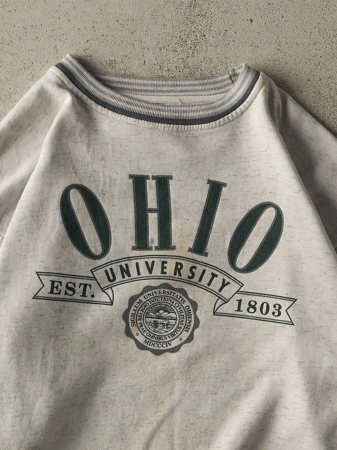 Vintage 90s Heather Grey Ohio University Ribbed Crewneck (M/L)