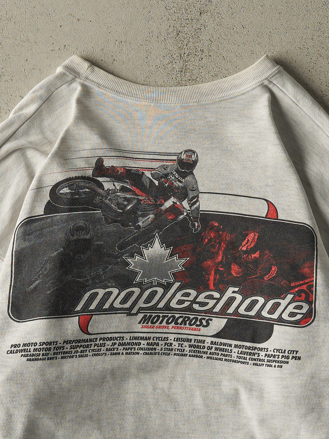 Vintage 90s Heather Grey Mapleshade Motocross Crewneck (L/XL)