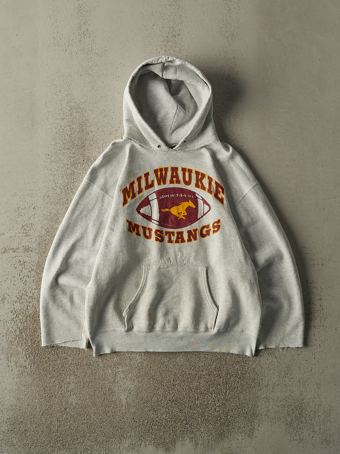 Vintage 90s Heather Grey Milwaukie Mustangs Hoodie (M)