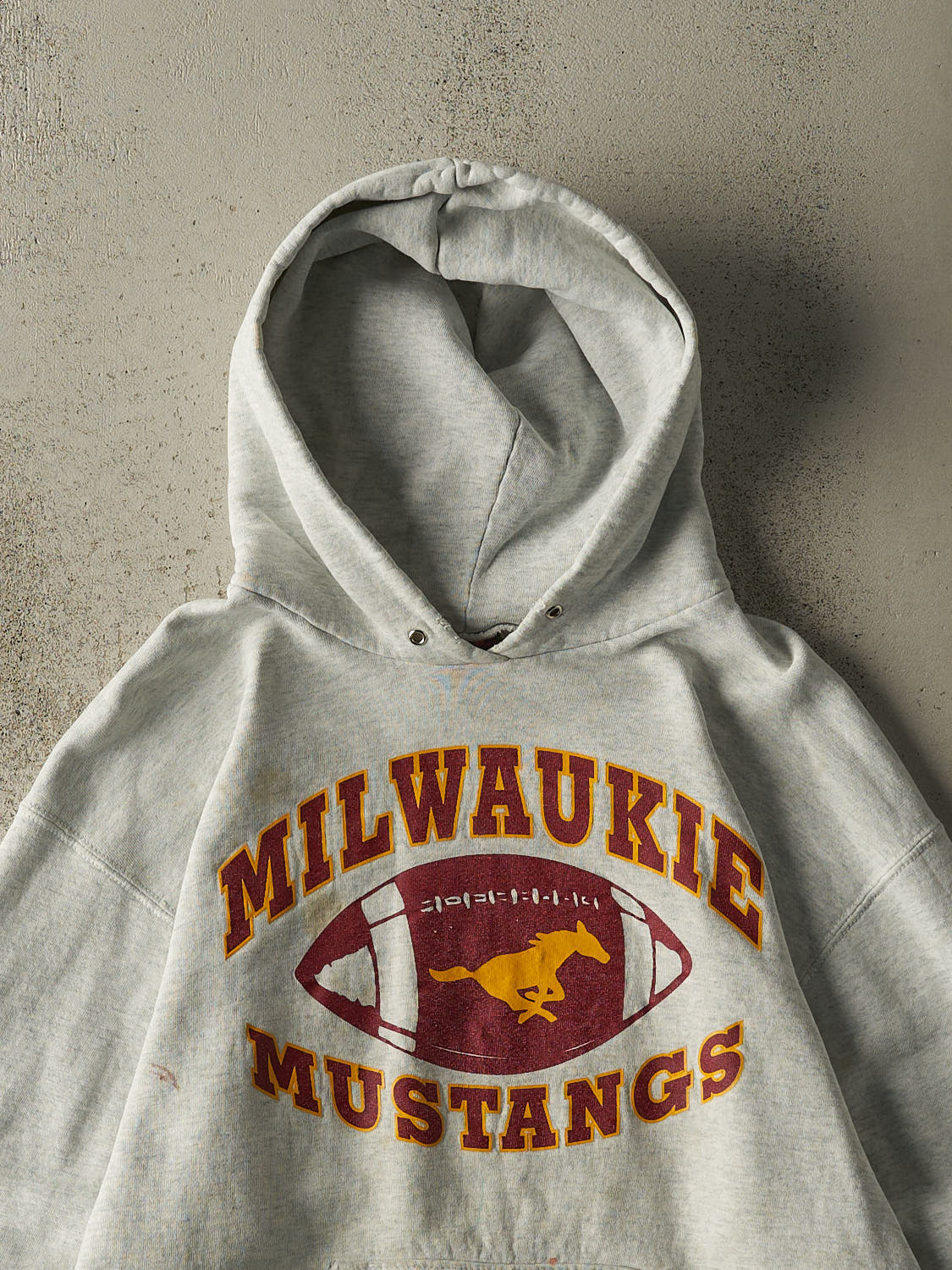 Vintage 90s Heather Grey Milwaukie Mustangs Hoodie (M)