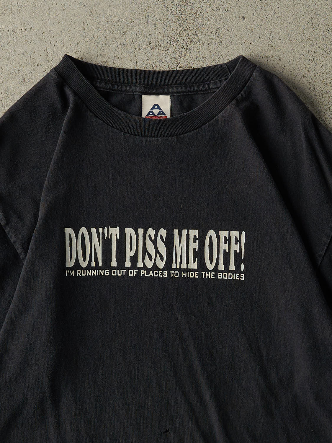 Vintage Y2K Black "Don't Piss Me Off!" Slogan Tee (M/L)