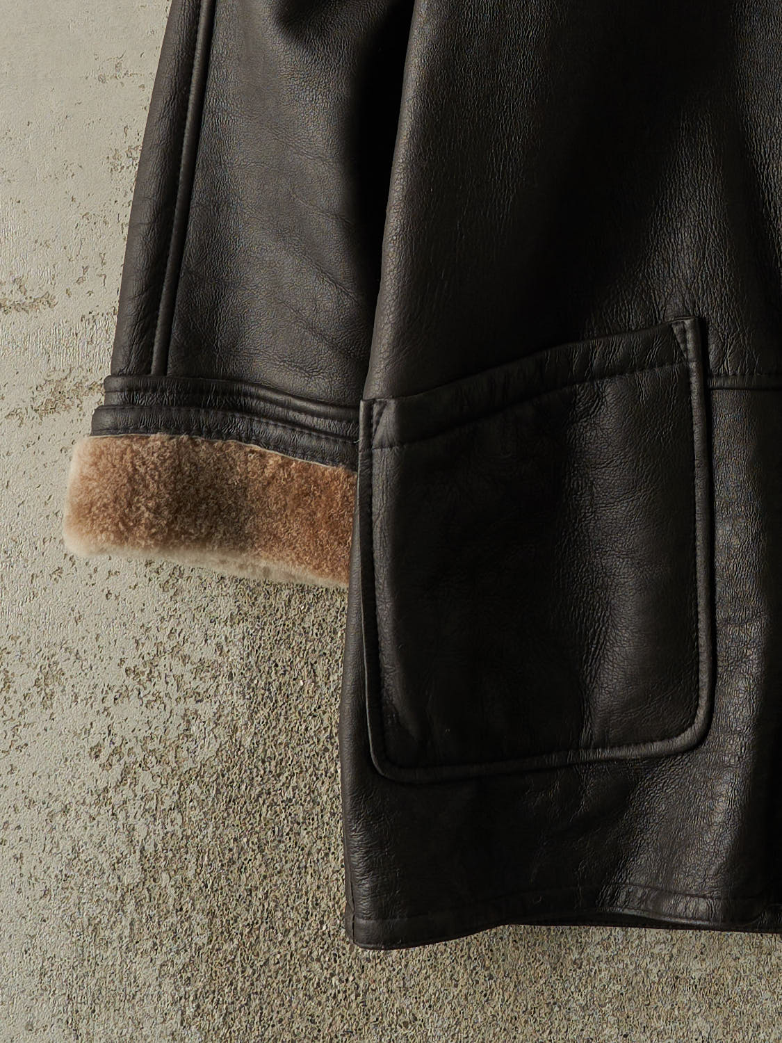Vintage 90s Brown Sheep Skin Shearling Leather Jacket (L/XL)