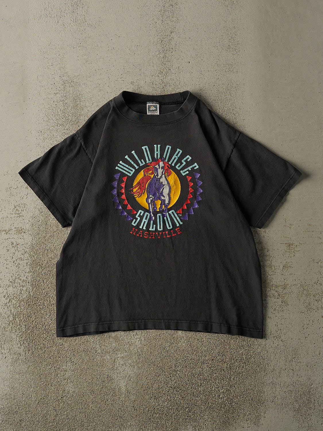 Vintage 90s Faded Black Wild Horse Saloon Tee (M/L)