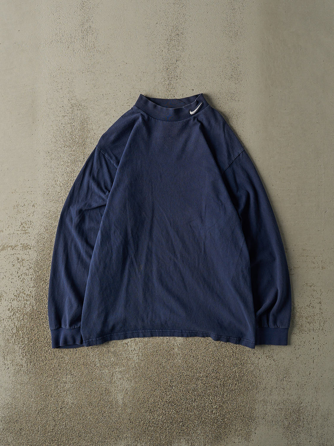 Vintage 90s Navy Blue Nike Embroidered Mock Neck Long Sleeve (S/M)