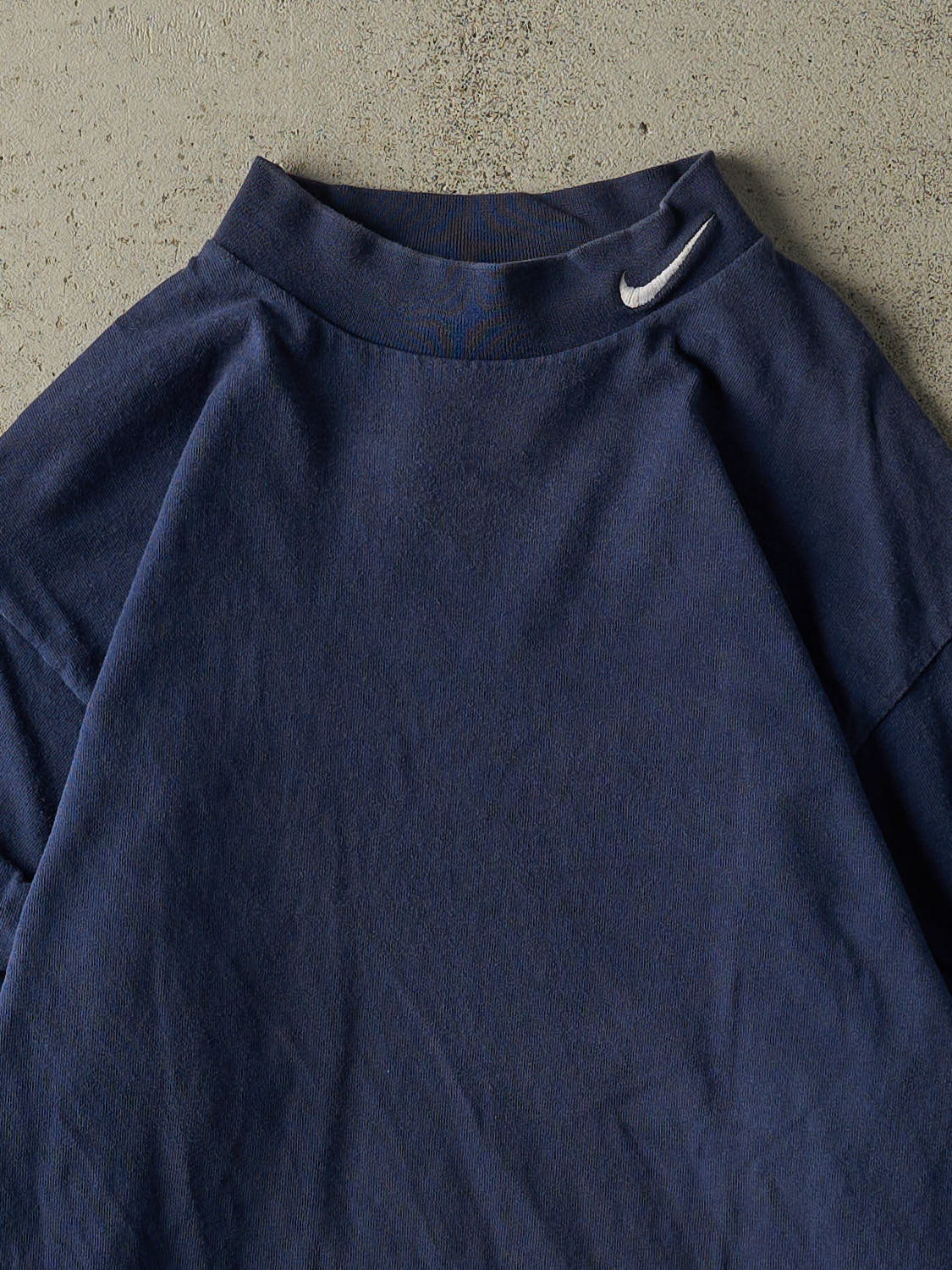 Vintage 90s Navy Blue Nike Embroidered Mock Neck Long Sleeve (S/M)