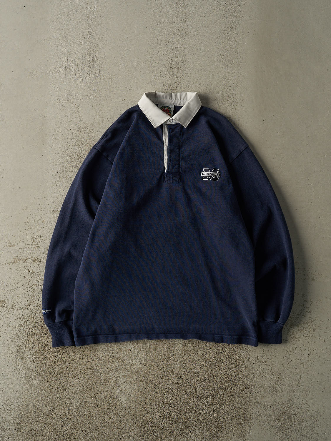 Vintage 90s Navy Blue Middlebury Embroidered Rugby Shirt (L/XL)