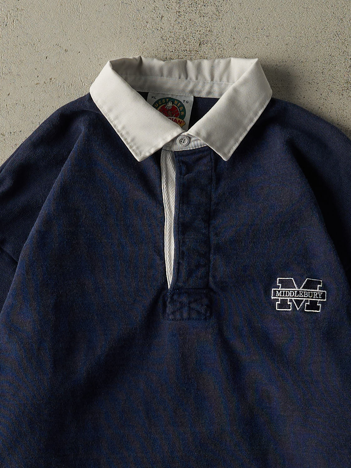 Vintage 90s Navy Blue Middlebury Embroidered Rugby Shirt (L/XL)