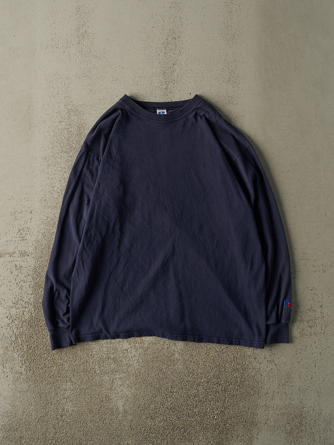 Vintage Y2K Navy Blue Russell Athletic Blank Long Sleeve (L)